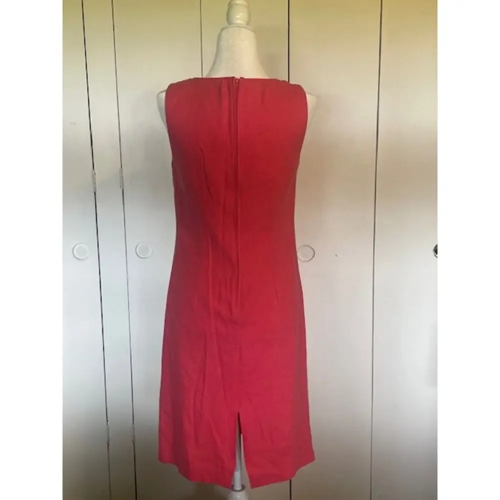 Sag Harbor Women Size 8 Sleeveless Linen Dress Fuschia‎ Pink w/ Embroidery